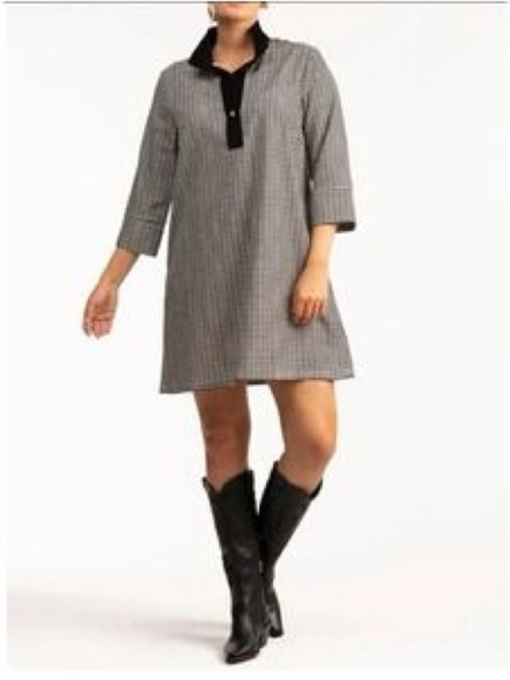 NWT Smith & Quinn Sophia French Gingham Black White Check Tunic Dress SZ M